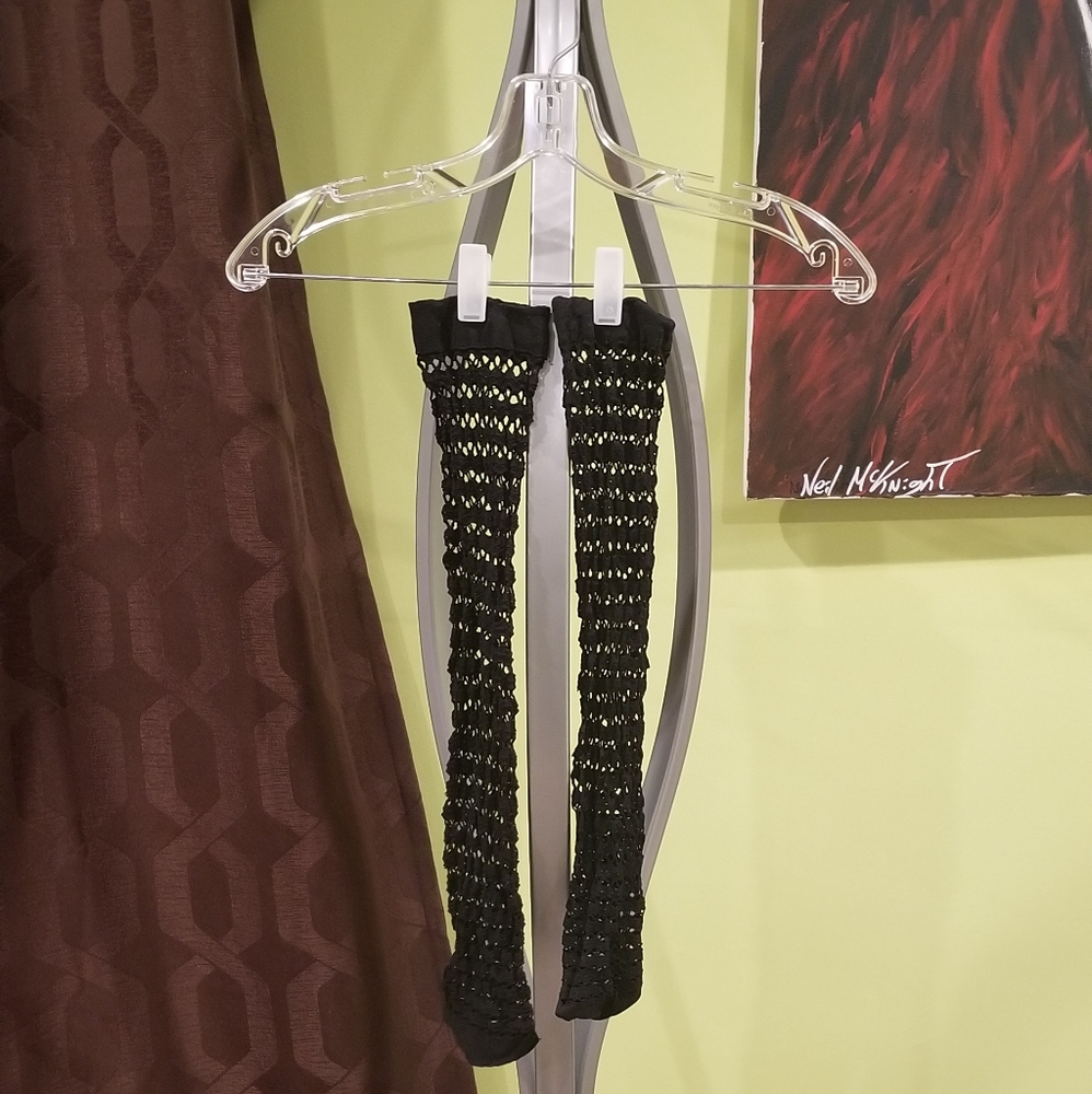 NWOT Black Fishnet Knee Socks
